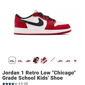 Nike Jordan 1 Retro Low Kids' Shoe - Red/White/Black